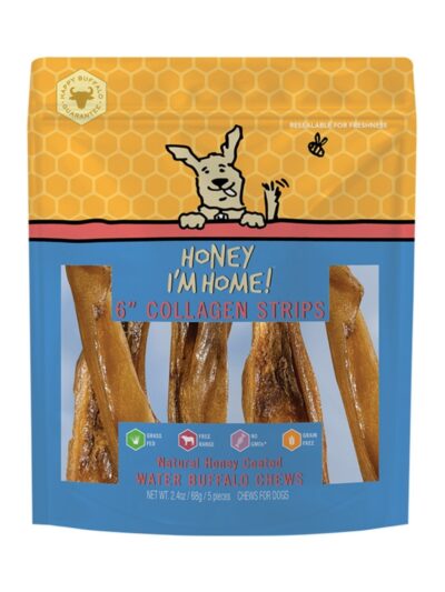 Honey I'm Home Dog Buffalo Collagen Chew 6 Inch 5 Pack