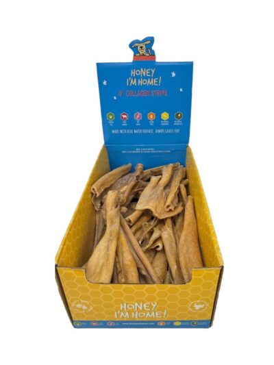 Honey I'm Home Dog Buffalo Collagen Strips 6 Inch (Case of 50)