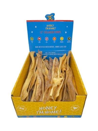Honey I'm Home Dog Buffalo Collagen Strips 12 Inch (Case of 30)