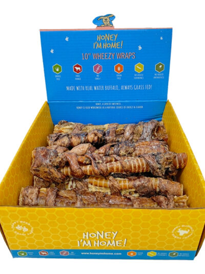 Honey I'm Home Dog Buffalo Trachea Wrapped In Lung 10 Inch (Case of 10)