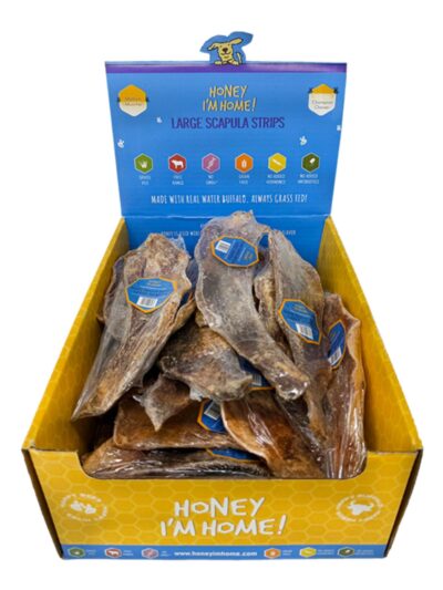 Honey I'm Home Dog Natural Water Buffalo Large Scapula Strips 35ct Bulk