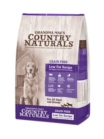Grandma Mae's Country Naturals Grain Free Low Fat Recipe for Weight Control and Seniors Dry Dog Food Pork 14lb