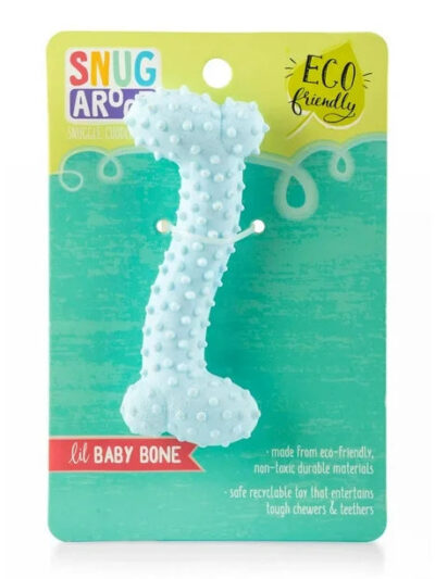 Snugarooz Lil Baby Bone Eco TPR  Dog Toy Blue 4.25in.