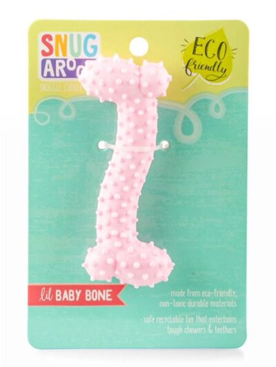 Snugarooz Lil Baby Bone Eco TPR  Dog Toy Pink 4.25in.