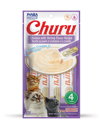 Inaba Churu Puree Cat Treats Chicken/Shrimp .5oz. 4 Pk (Case of 6)