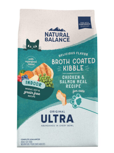 Natural Balance Pet Foods Original Ultra Broth Coated Indoor Grain Free Dry Cat Food Chicken & Salmon 6lb