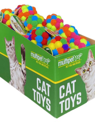 Multipet PomPom Rattle Cat Toy 25pc PDQ
