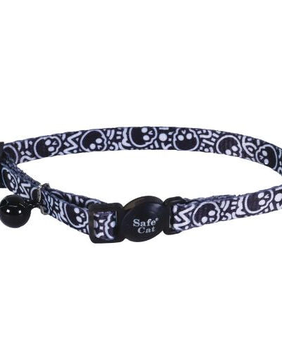 Coastal Products Safe Cat Fashion Adjustable Breakaway Collar-Skulls Black