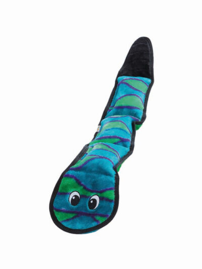 Outward Hound Invincibles Dog Toy Snake 3 Squeakers Blue/Green Large