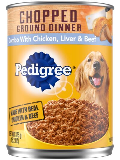 Pedigree Chopped Ground Dinner Adult Wet Dog Food Chicken, Liver & Beef 13.2oz