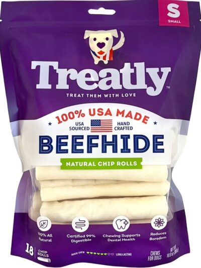 Treatly 100% USA Beefhide Chip Rolls Natural 5in. -18 Pk