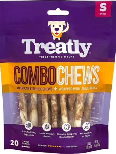 Treatly Beefhide Combo Chews Chip Rolls with Meat Wra Chicken Small-20 Pk