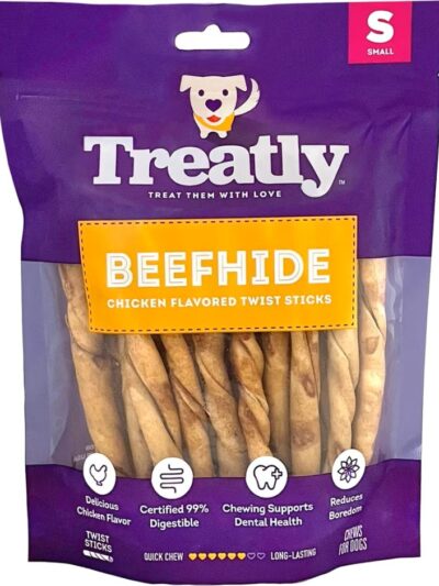 Treatly Beefhide Twist Sticks Chicken Small-25 Pk
