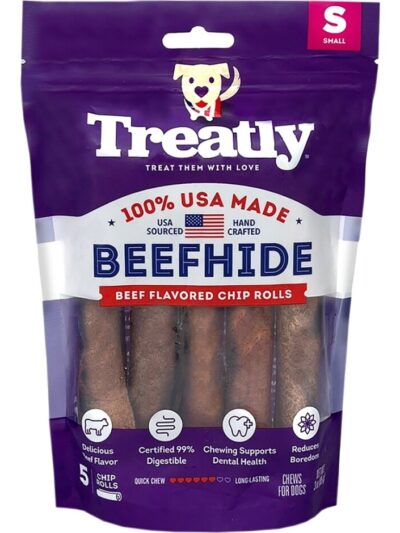 Treatly 100% USA Beefhide Chip Rolls Beef 5in. -5 Pk