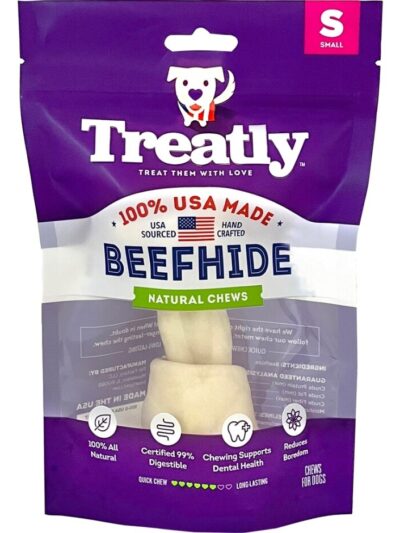 Treatly 100% USA Beefhide Bone with Header Card Natural 5in. 1 Pk
