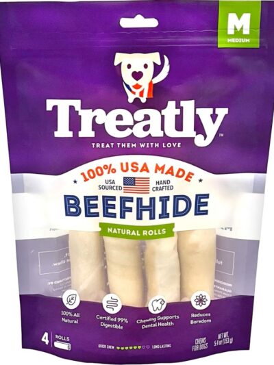 Treatly 100% USA Beefhide Rolls Natural 6in. -4 Pk