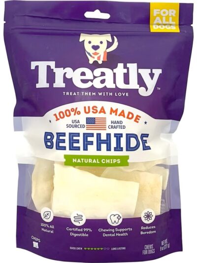 Treatly 100% USA Beefhide Chips Natural 8oz.
