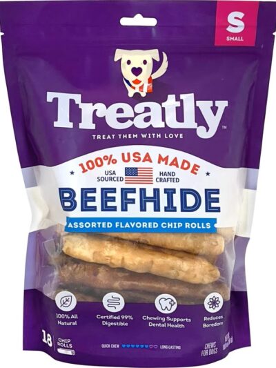 Treatly 100% USA Beefhide Chip Rolls Chicken/Beef 5in. -18 Pk