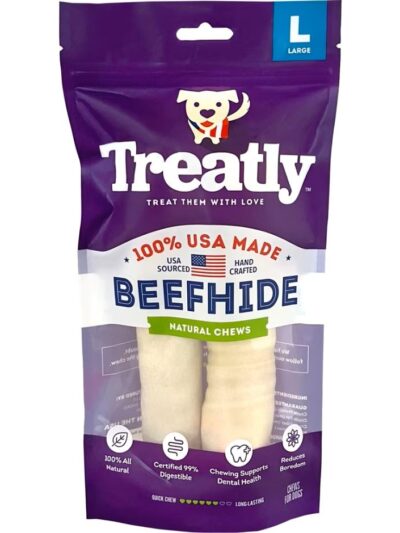 Treatly 100% USA Beefhide Rolls Natural 8in. 2 Pk