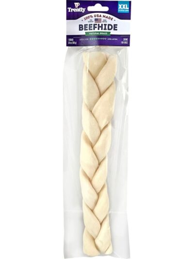 Treatly 100% USA Beefhide Braids with Header Card Natural 12in. 1 Pk