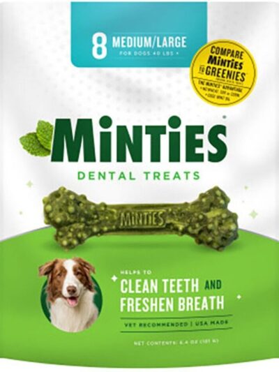 Vetiq Minties Dental Bone For Dogs Medium/Large 6.4oz. - 8count