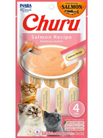 Inaba Churu Puree Cat Treats Salmon .5oz. 4 Pk (Case of 6)