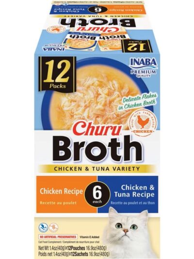 Inaba Churu Broth Variety Pack Chicken/Tuna 16.8oz. 12 Pk