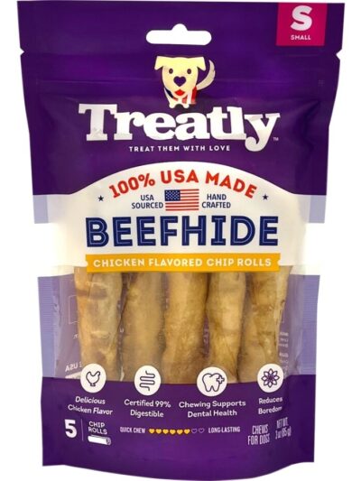 Treatly 100% USAbeefhide Chip Rolls Chicken 5in. -5 Pk