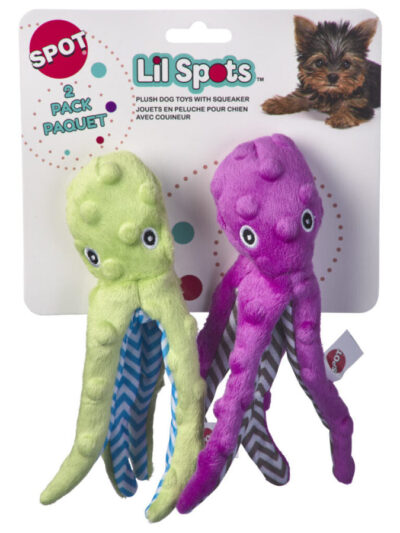 Spot Lil Spots Octopus Dog Toy Assorted, 1ea/8 in, 2 pk