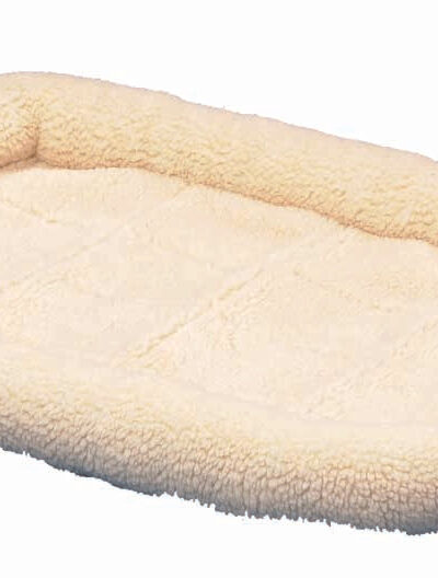 Snoozzy Sheepskin Bolster Kennel Dog Mat White Large
