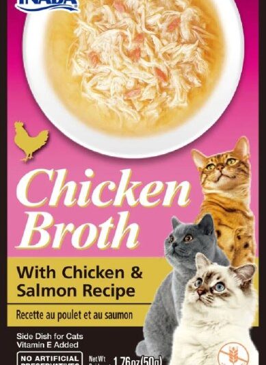 Inaba Chicken Broth Side Dish For Cats Chicken/Salmon 1.76oz. (Case of 8)