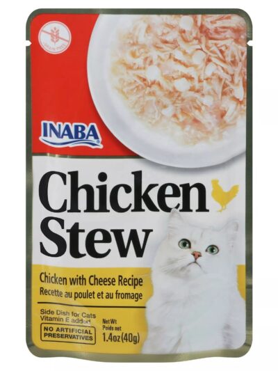 Inaba Chicken Stew Side Dish For Cats Chicken/Cheese 1.76oz. (Case of 8)
