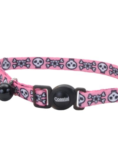 Coastal Products Safe Cat Fashion Adjustable Breakaway Collar-Skulls Pink