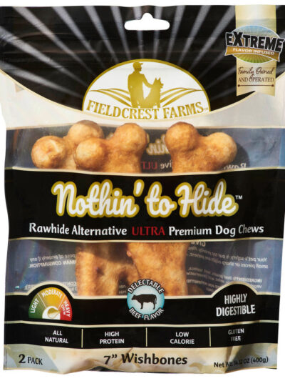 Fieldcrest Farms Nothin' To Hide Ultra Wishbone Dog Treat Beef, 1ea/7 in, 2 pk